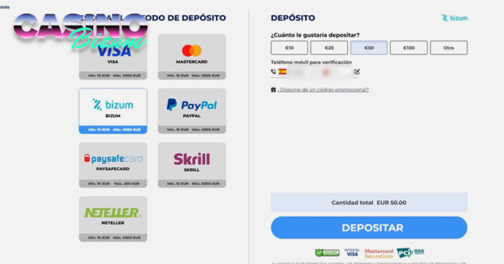 Realizar un depósito Bizum
