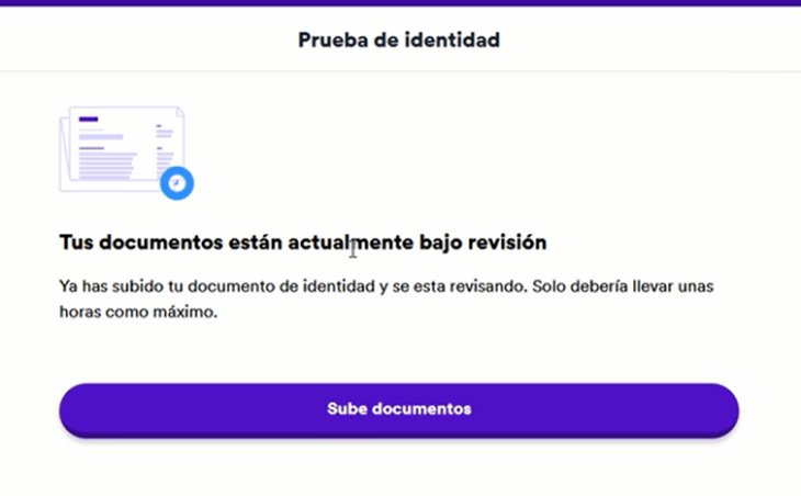 Los documentos de verificación quedan bajo revisión.